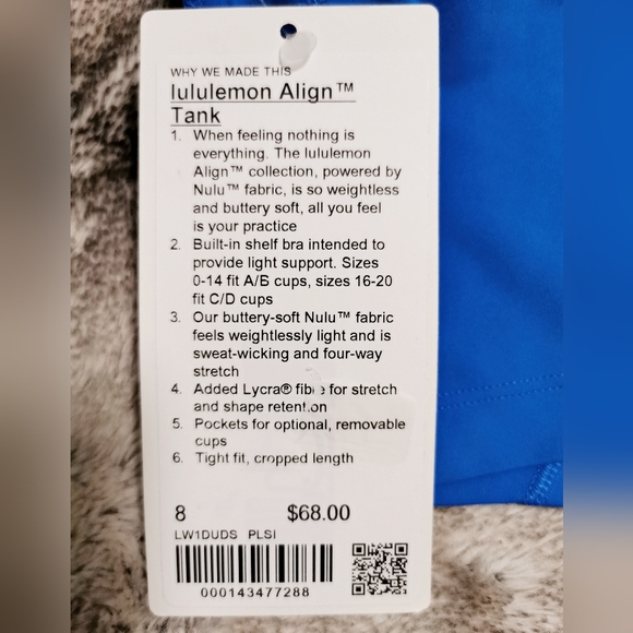 NWT!! Lululemon - Align Tank Top - PLSI- Size 8 - Picture 5 of 5